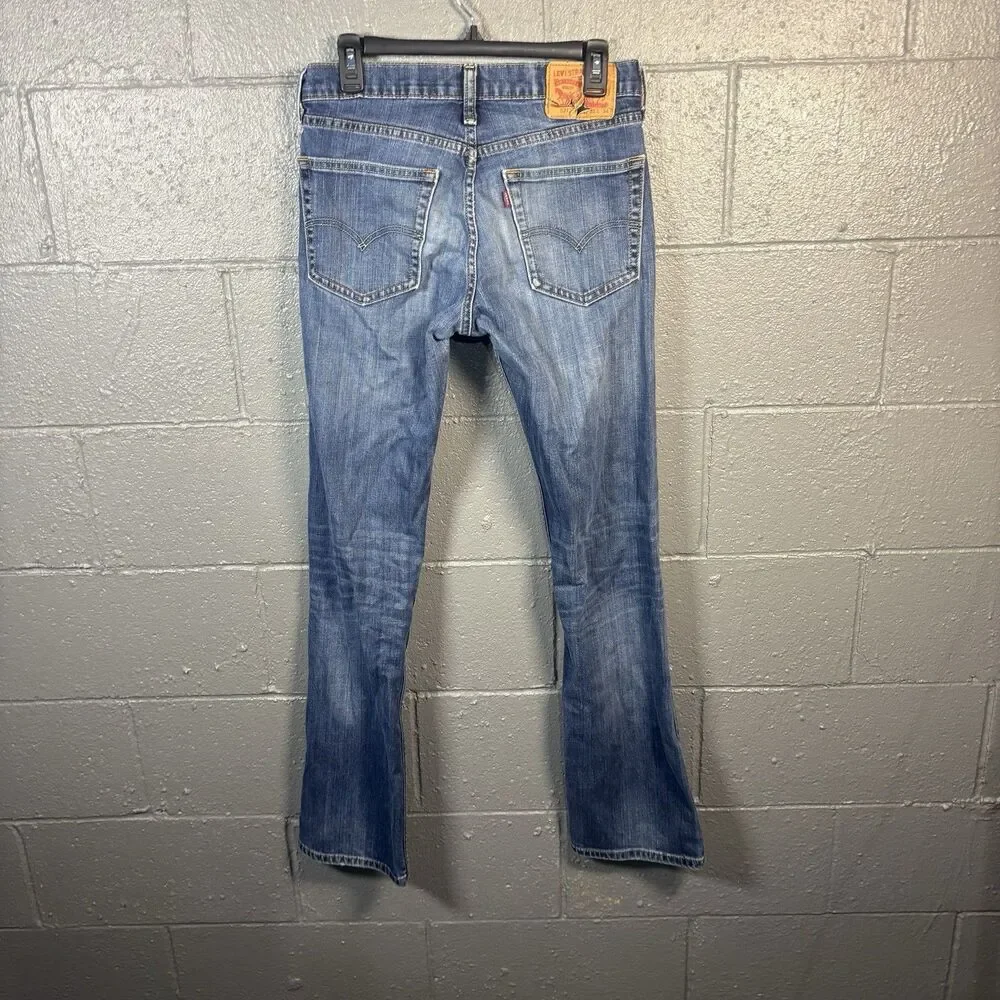Levi's 527 Bootcut Jeans Men's 31x34 Blue Medium Wash Stretch Denim Distressed